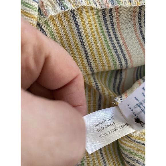 Marine Layer Linen Laney Mini Dress Beachy Stripe XL Removable Braided Belt - Picture 9 of 9